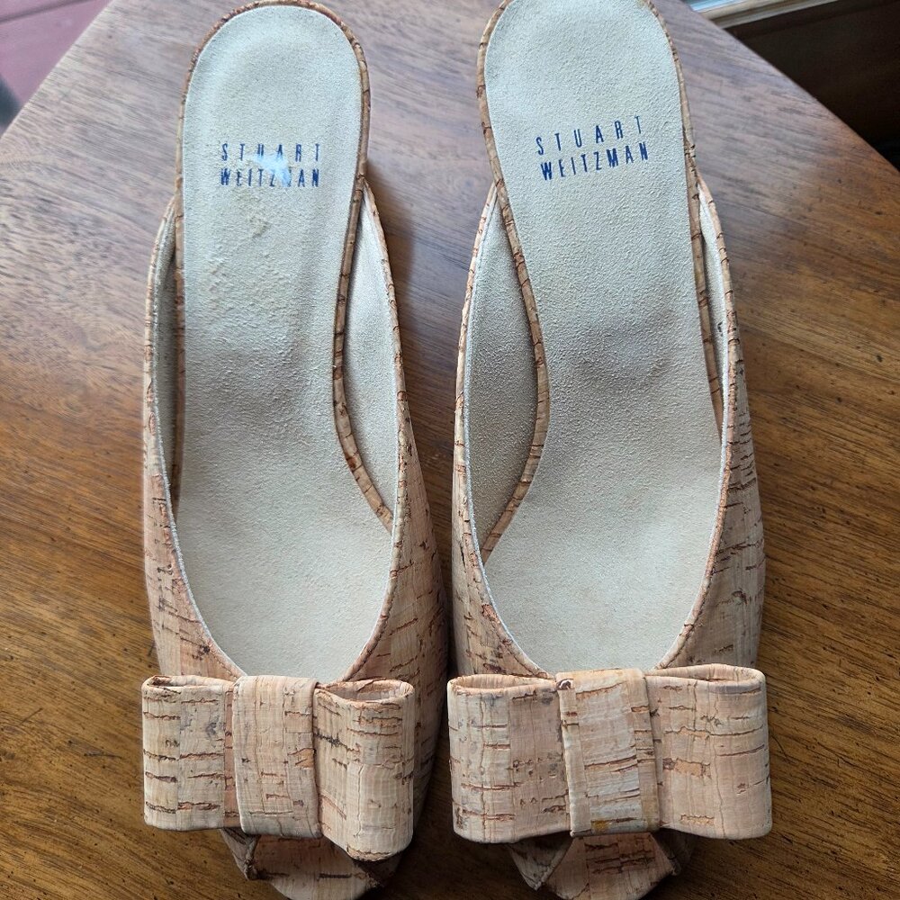 NWOT Stuart Weitzman Peep Toe Mules